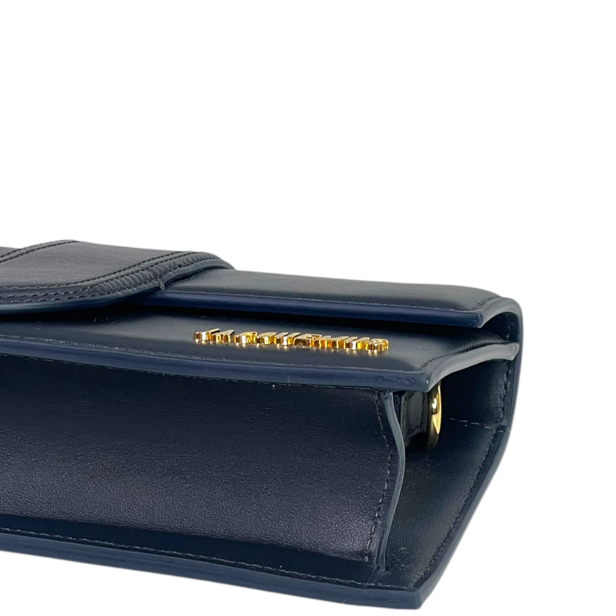 Jacquemus The Large Bambino Bag Navy Blue Leather