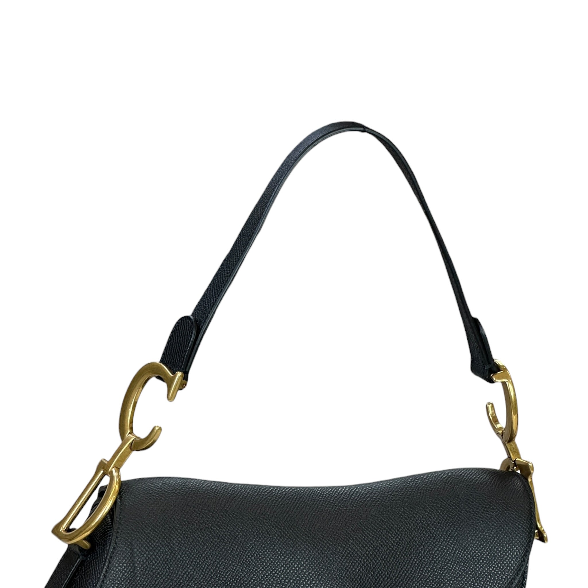 Christian Dior Saddle Bag Black Grained Calfskin