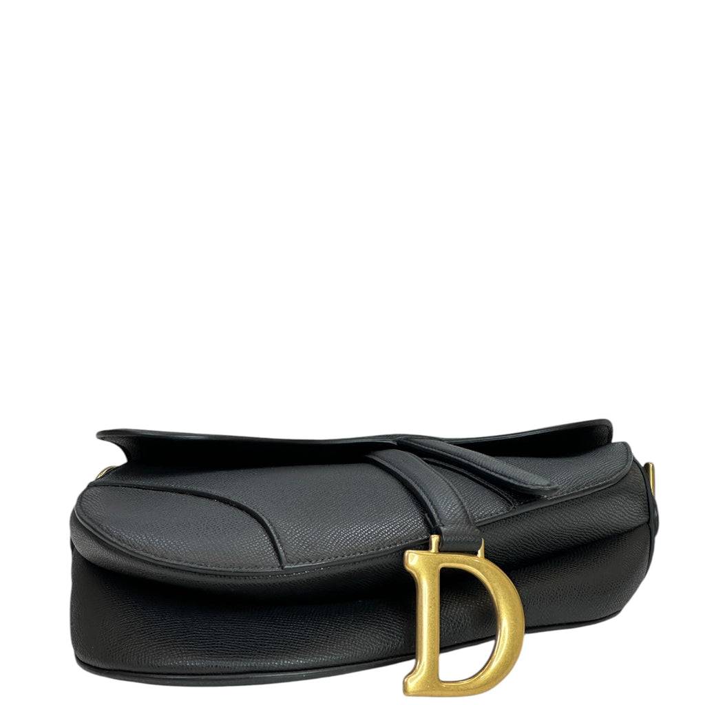 Christian Dior Saddle Bag Black Grained Calfskin