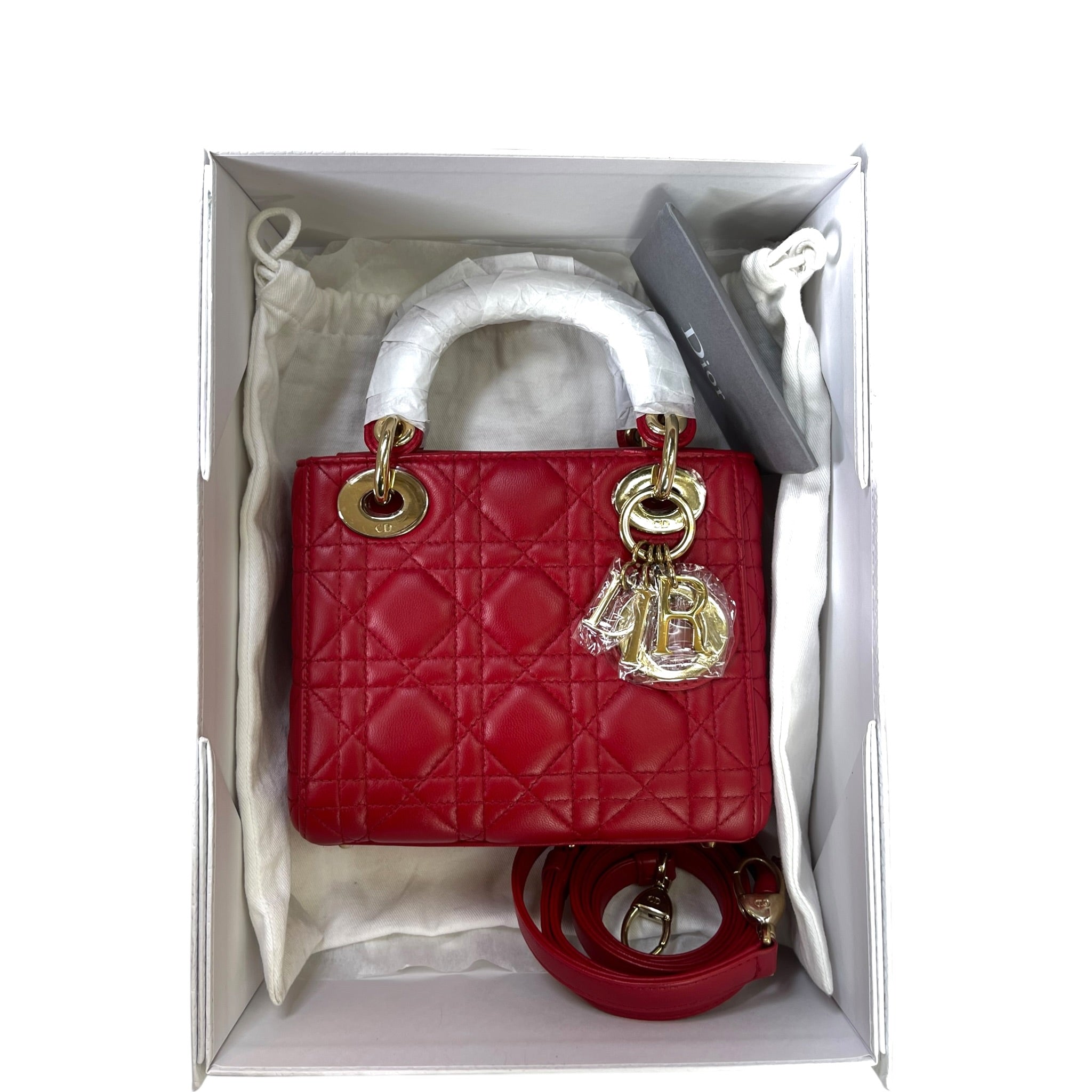Christian Dior Lady Dior Mini Red Lambskin Cannage