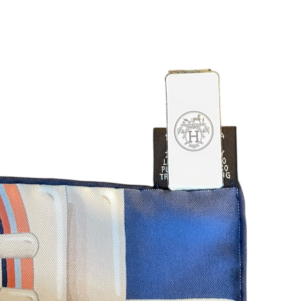 Hermès Silk Scarf 90 Flora Y Plata Terracotta/Blue/Beige
