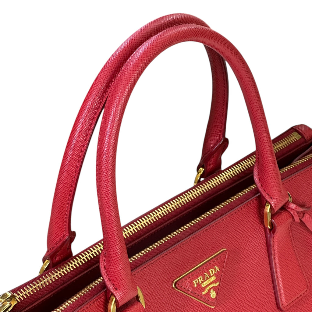 Prada Galleria Double Zip Tote Medium Red Saffiano Leather