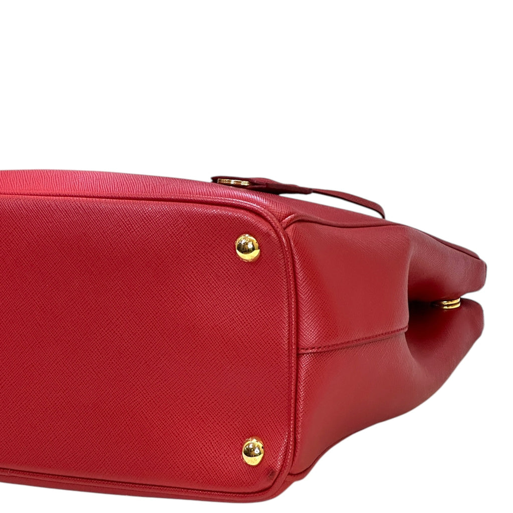 Prada Galleria Double Zip Tote Medium Red Saffiano Leather