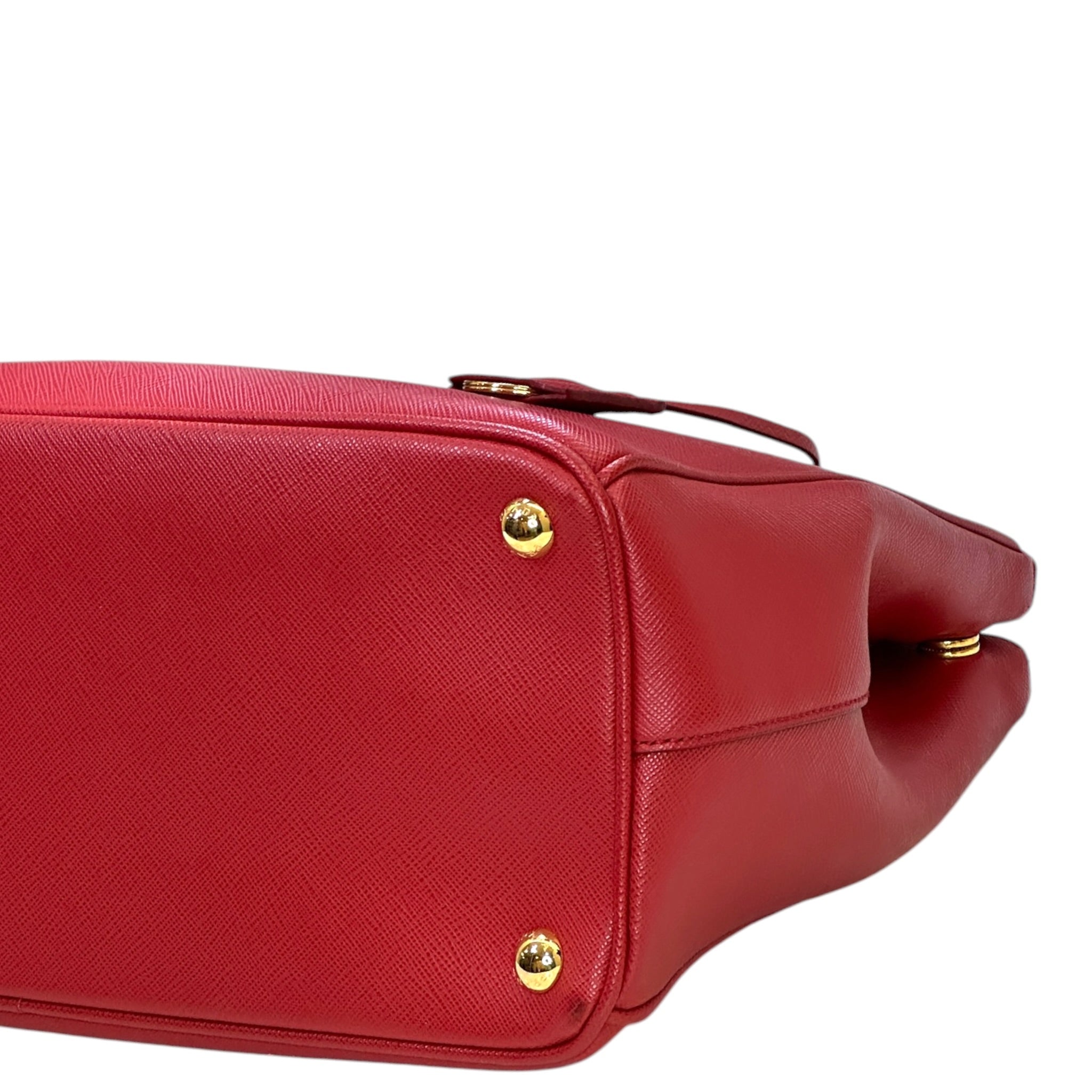 Prada Galleria Double Zip Tote Medium Red Saffiano Leather