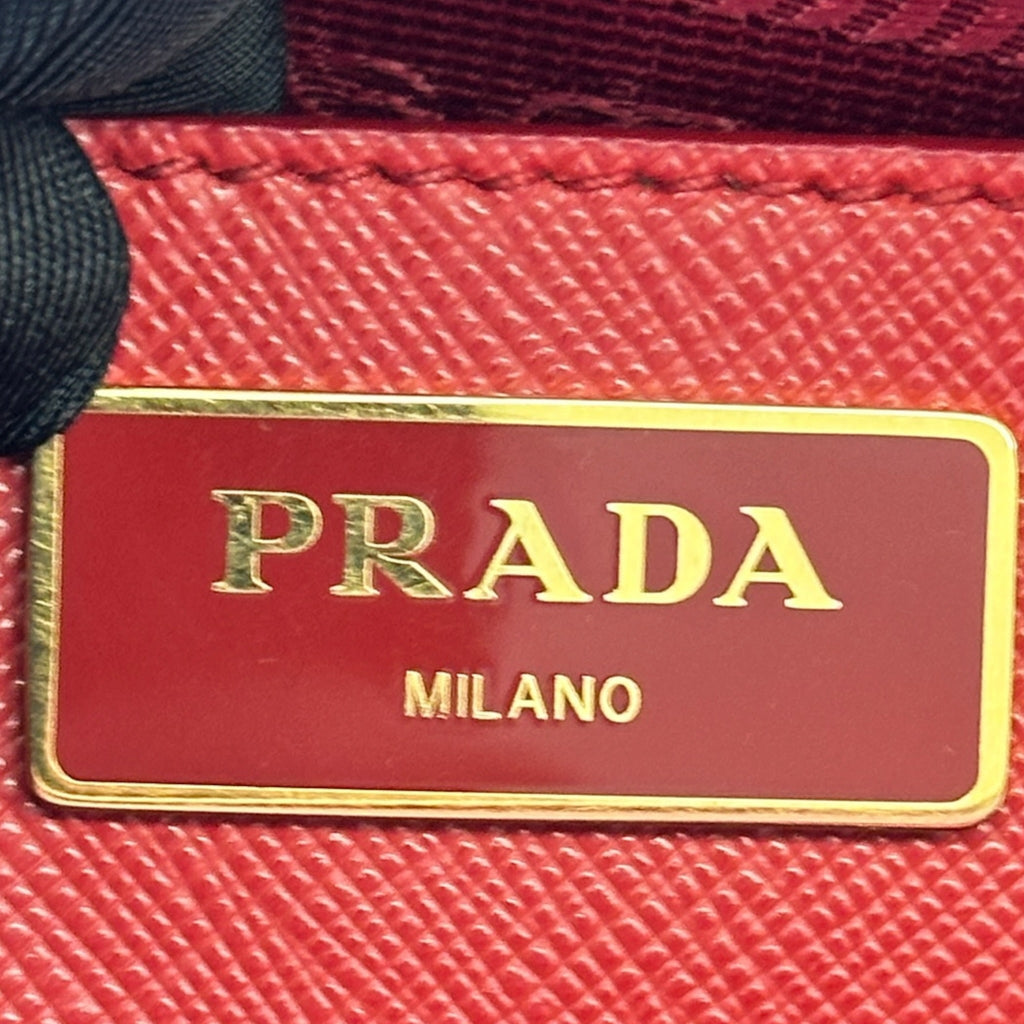 Prada Galleria Double Zip Tote Medium Red Saffiano Leather