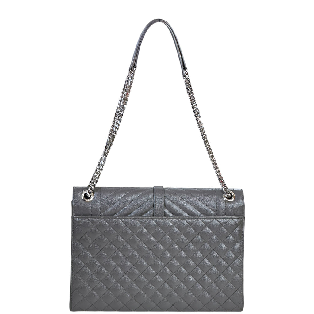 Saint Laurent Envelope Shoulder Bag Grey Quilted Grain De Poudre