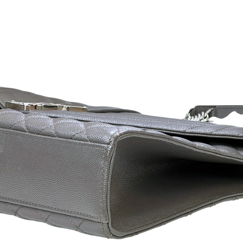 Saint Laurent Envelope Shoulder Bag Grey Quilted Grain De Poudre