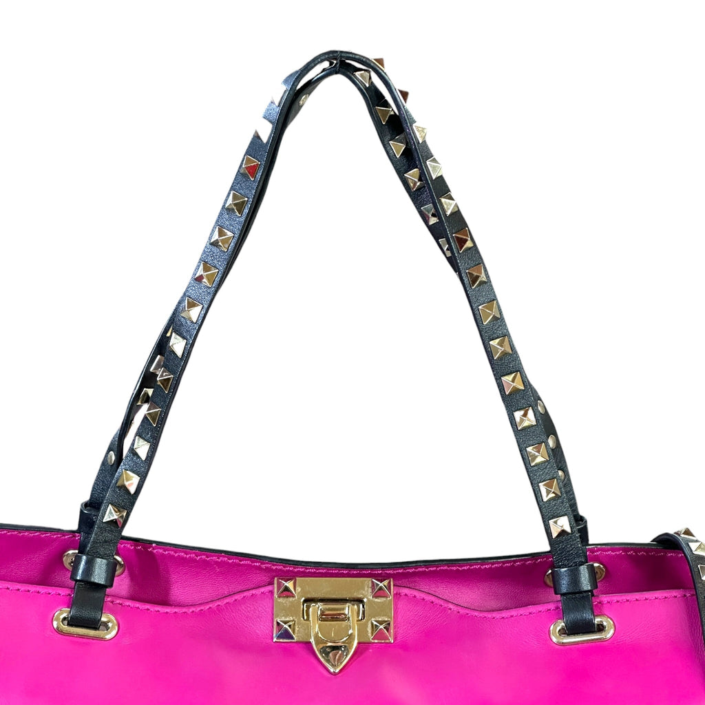 Valentino Garavani Rockstud Tote Purple Black Leather