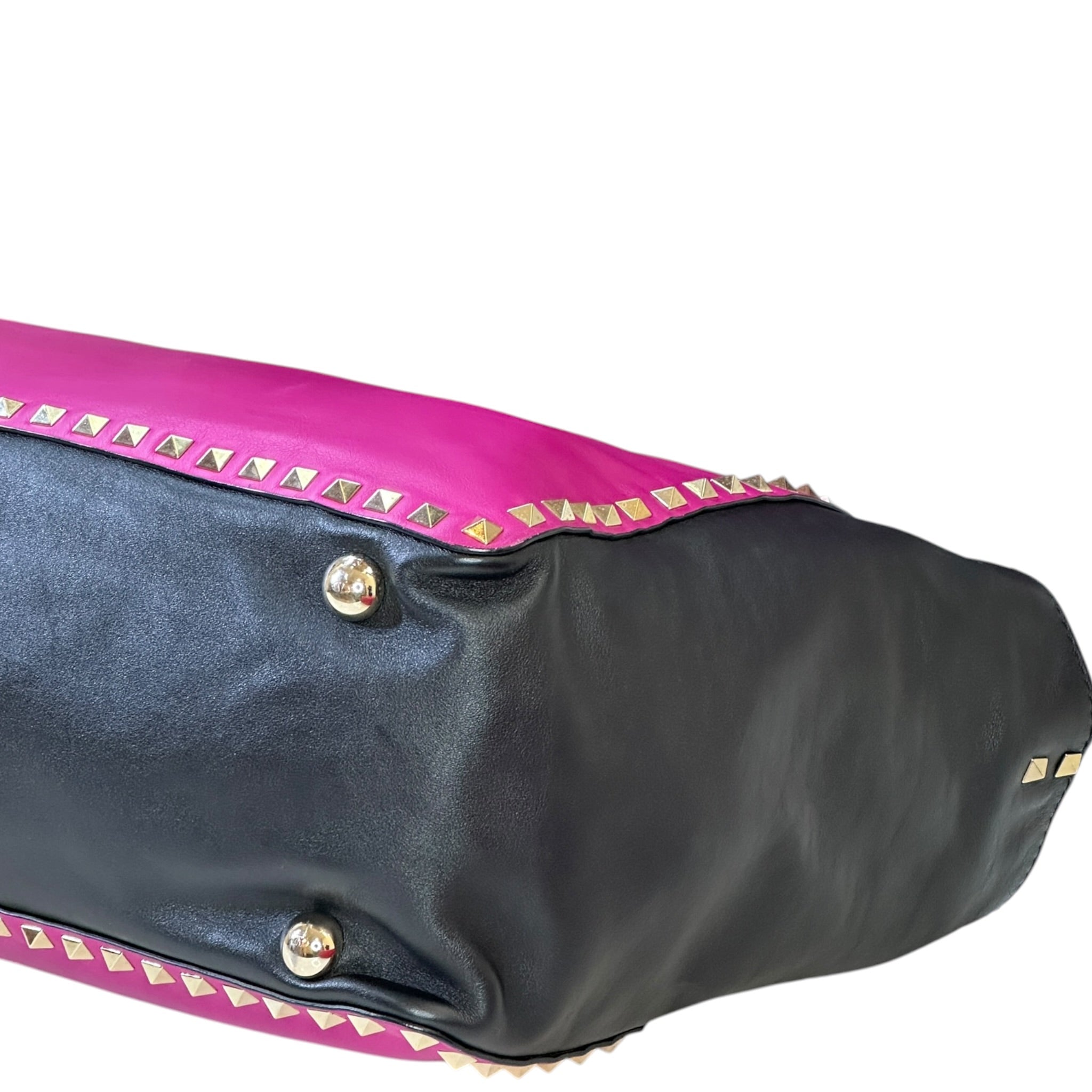 Valentino Garavani Rockstud Tote Purple Black Leather