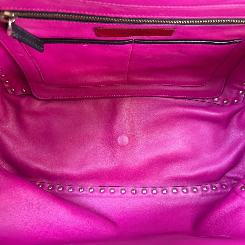 Valentino Garavani Rockstud Tote Purple Black Leather