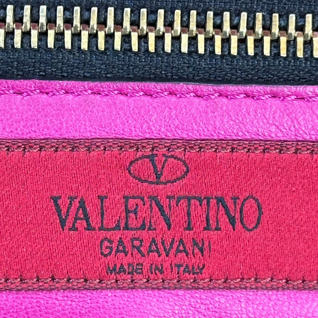 Valentino Garavani Rockstud Tote Purple Black Leather