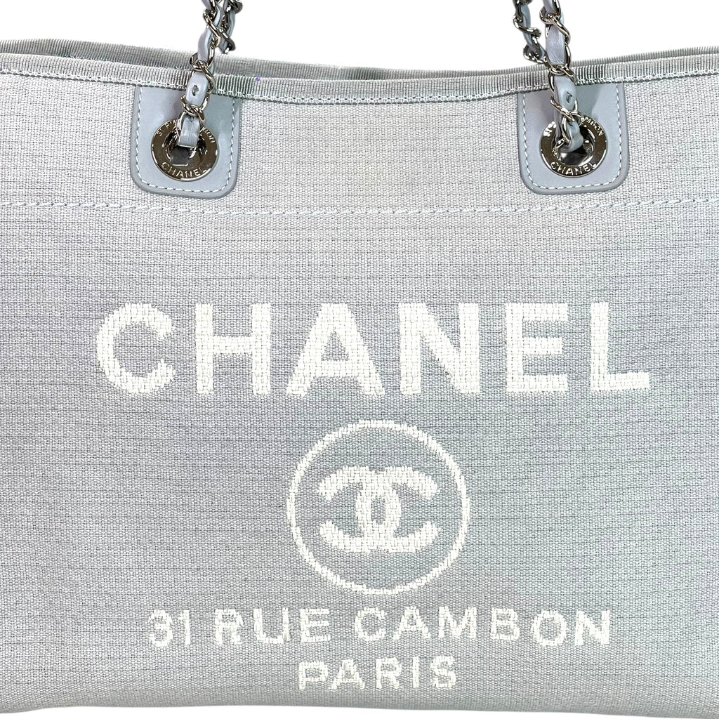 Chanel Deauville Shopper Tote Small Grey Canvas