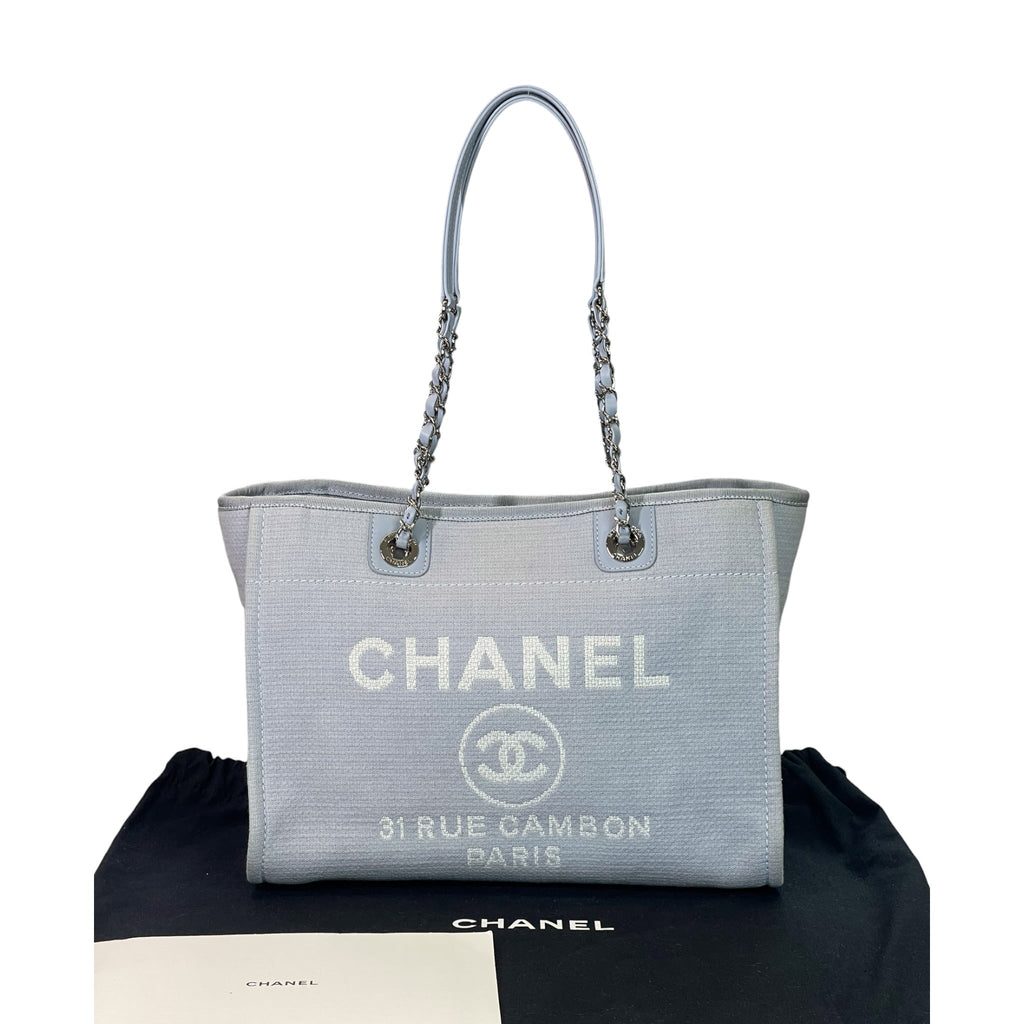 Chanel Deauville Shopper Tote Small Grey Canvas