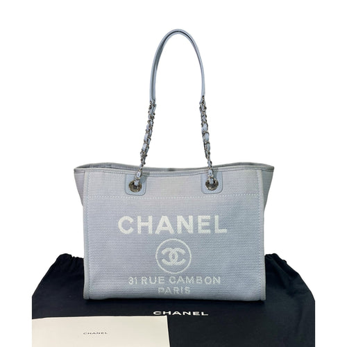 Chanel Deauville Shopper Tote Small Grey Canvas