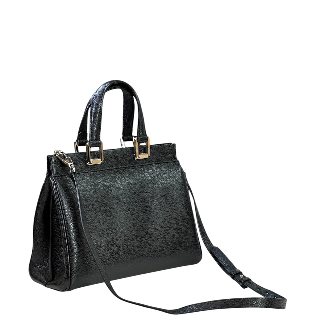 Gucci Zumi Top Handle Bag Small Black Grainy Leather