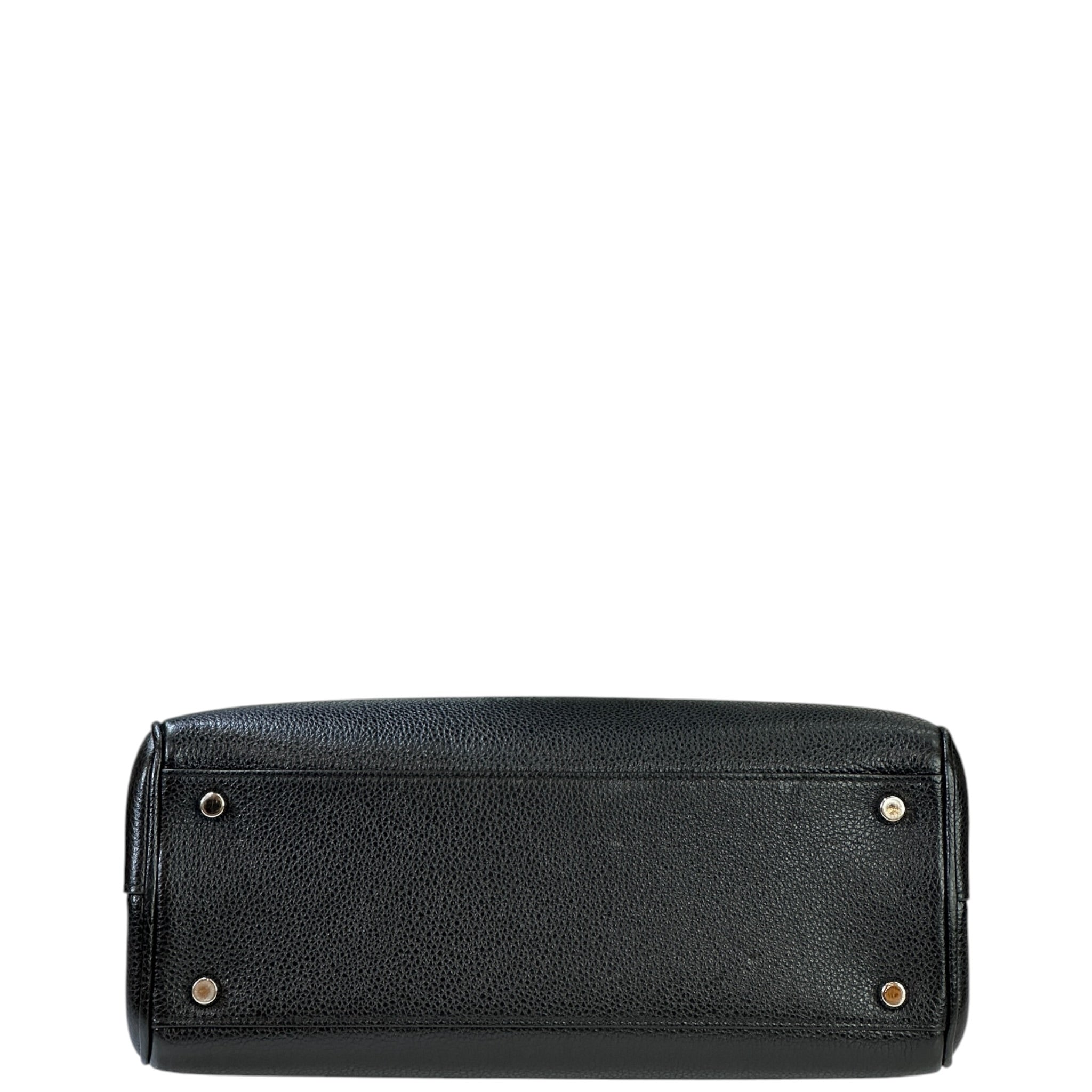 Gucci Zumi Top Handle Bag Small Black Grainy Leather
