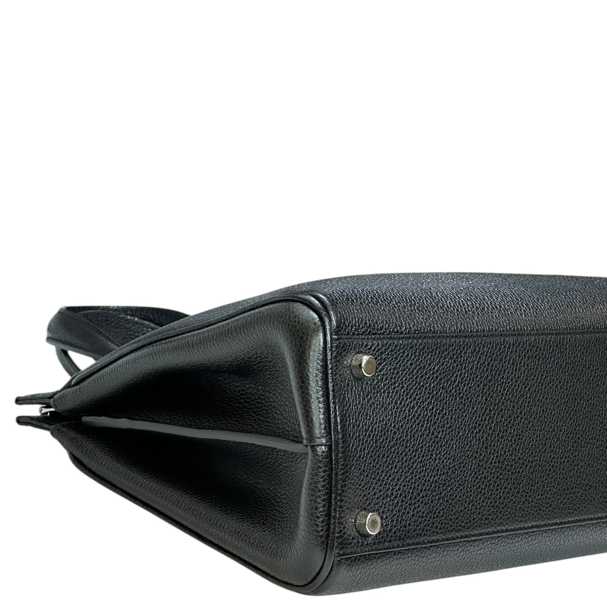 Gucci Zumi Top Handle Bag Small Black Grainy Leather