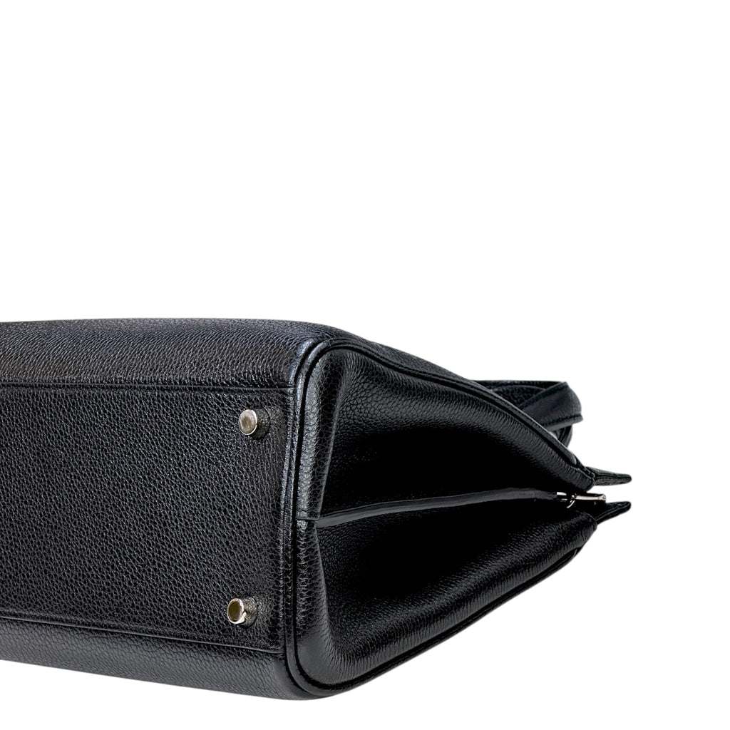 Gucci Zumi Top Handle Bag Small Black Grainy Leather