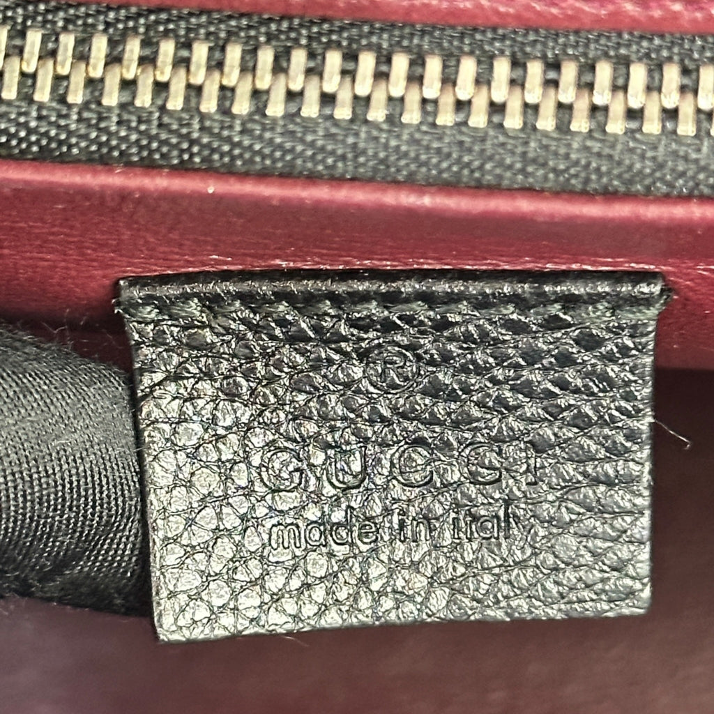 Gucci Zumi Top Handle Bag Small Black Grainy Leather