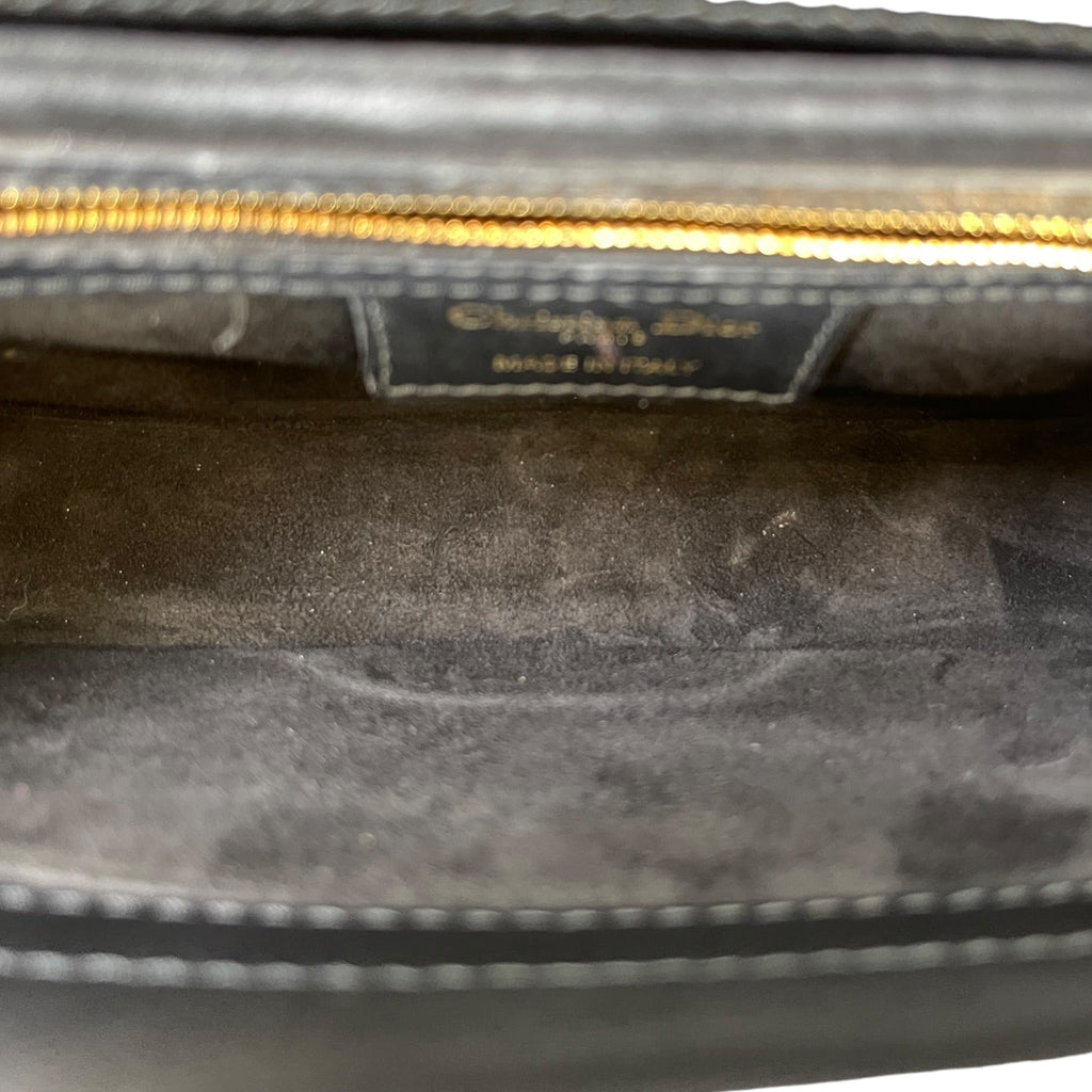 Dior Jolie Top Handle Bag Black Tweed/White Cannage Motif