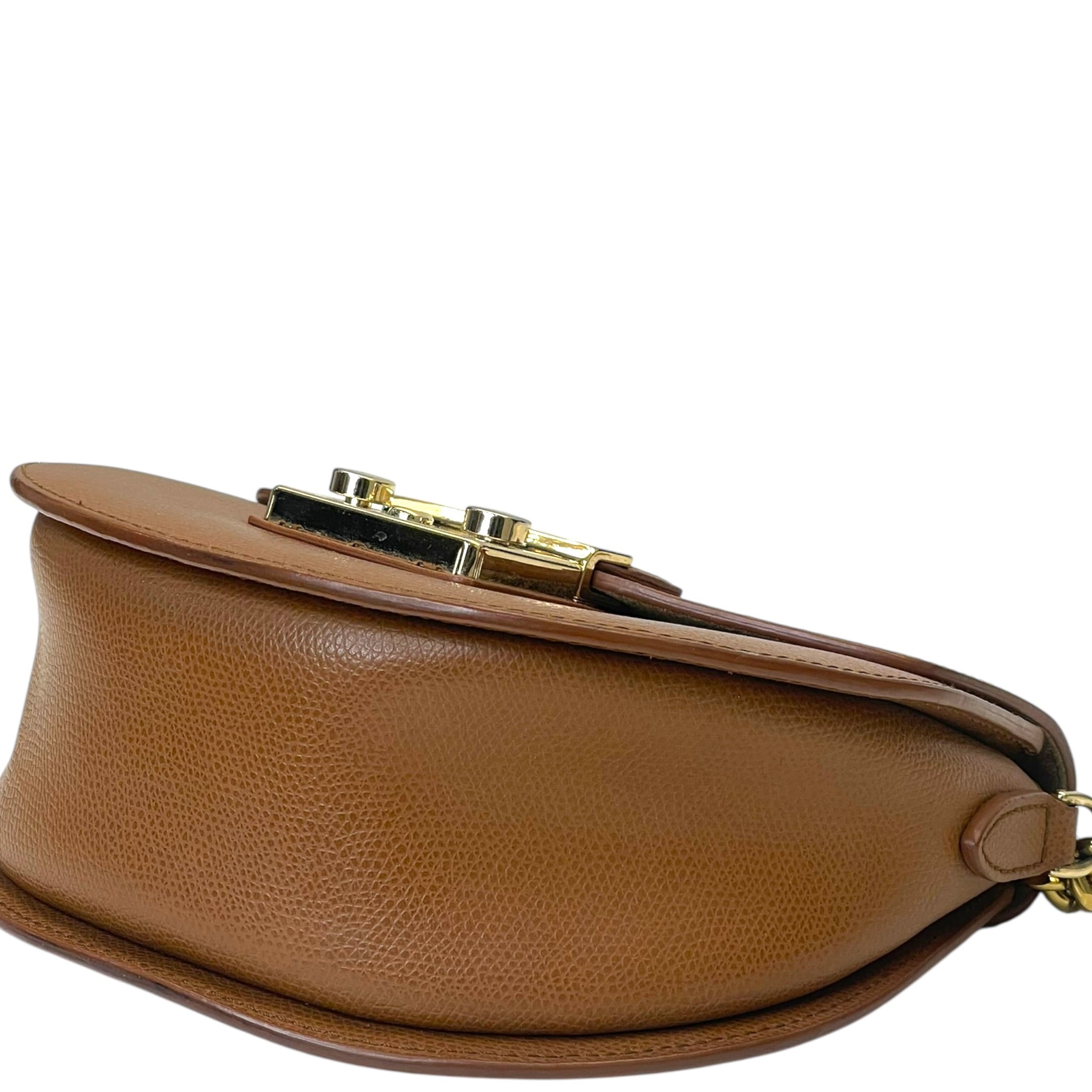 Furla Metropolis Round Crossbody Bag Mini Brown Leather