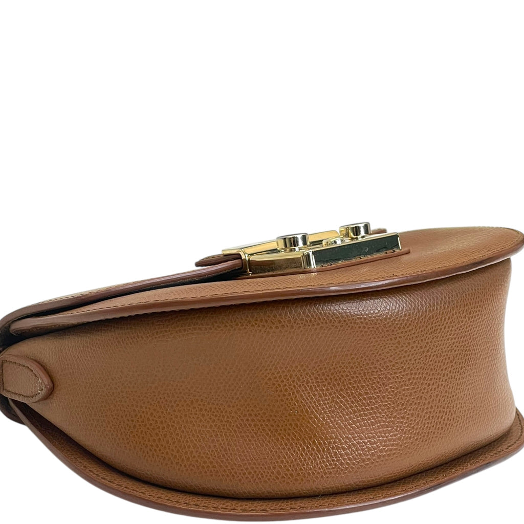 Furla Metropolis Round Crossbody Bag Mini Brown Leather