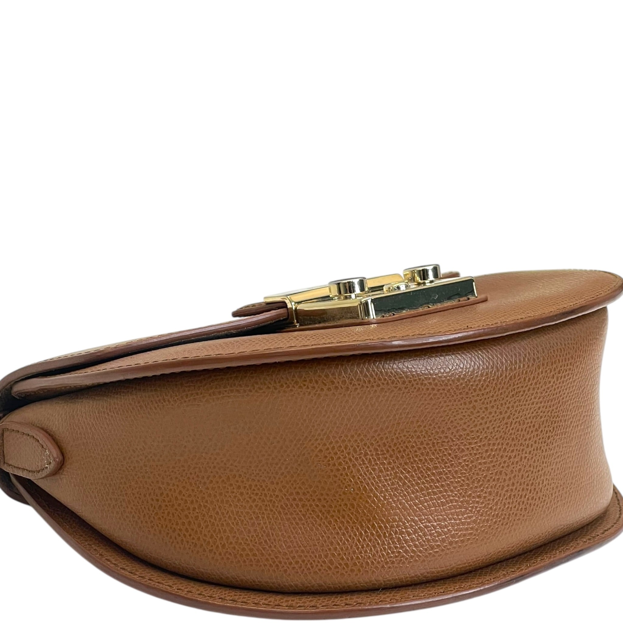 Furla Metropolis Round Crossbody Bag Mini Brown Leather