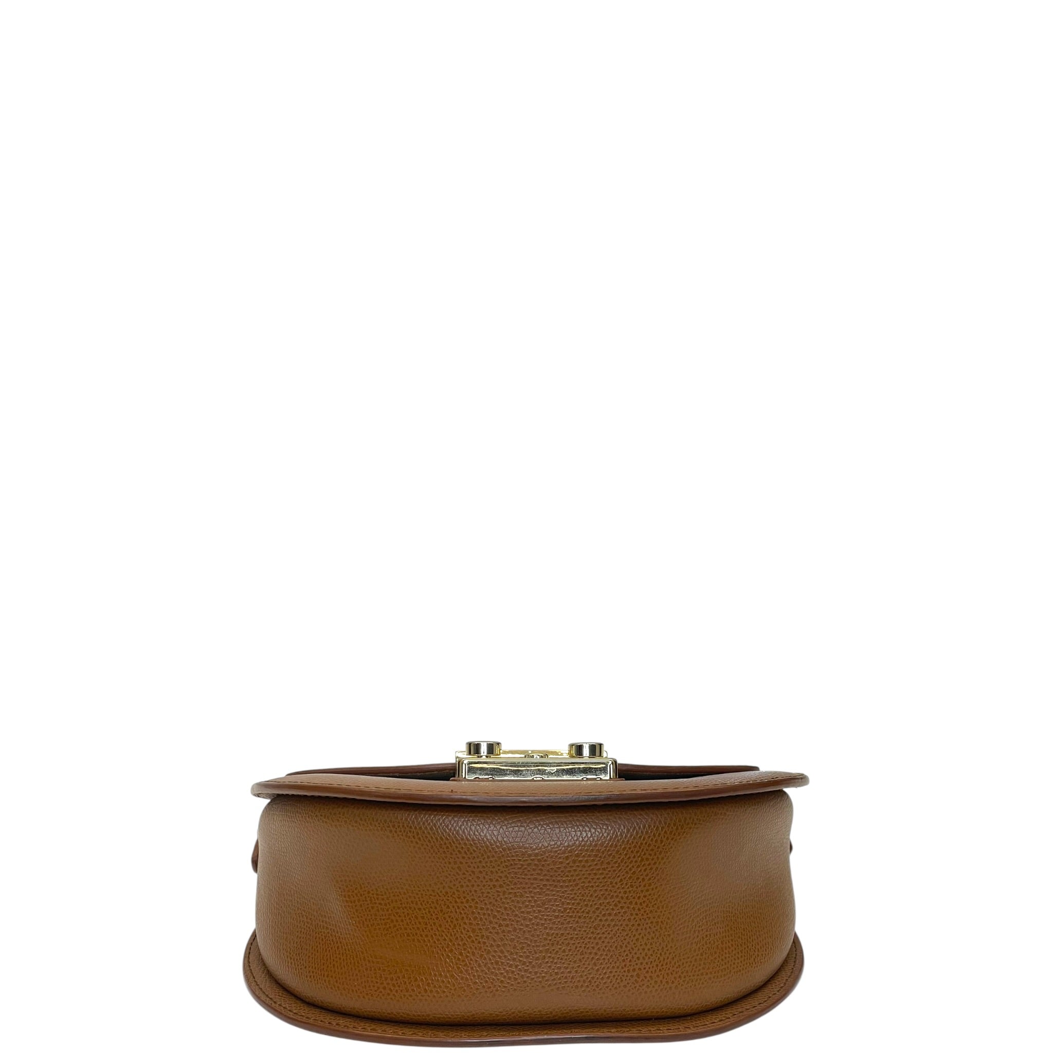 Furla Metropolis Round Crossbody Bag Mini Brown Leather