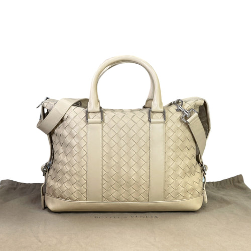 Bottega Veneta Braided Briefcase Bag Beige Intrecciato Leather