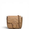 Gucci GG Marmont Shoulder Bag Mini Light Brown Monochrome Matelassé Calfskin