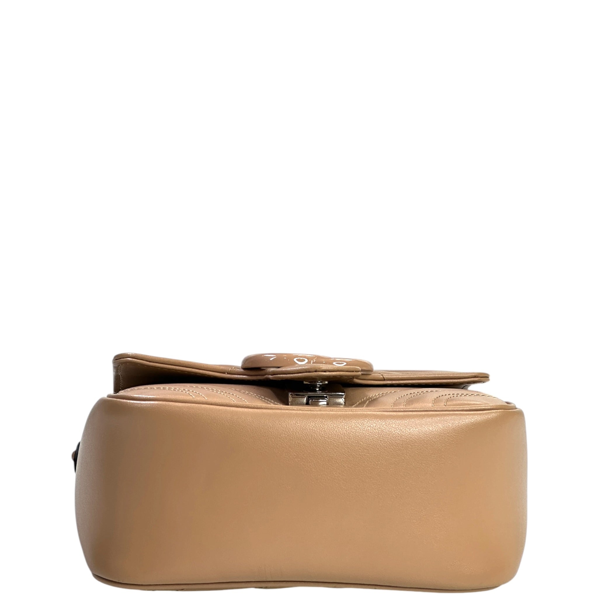 Gucci GG Marmont Shoulder Bag Mini Light Brown Monochrome Matelassé Calfskin