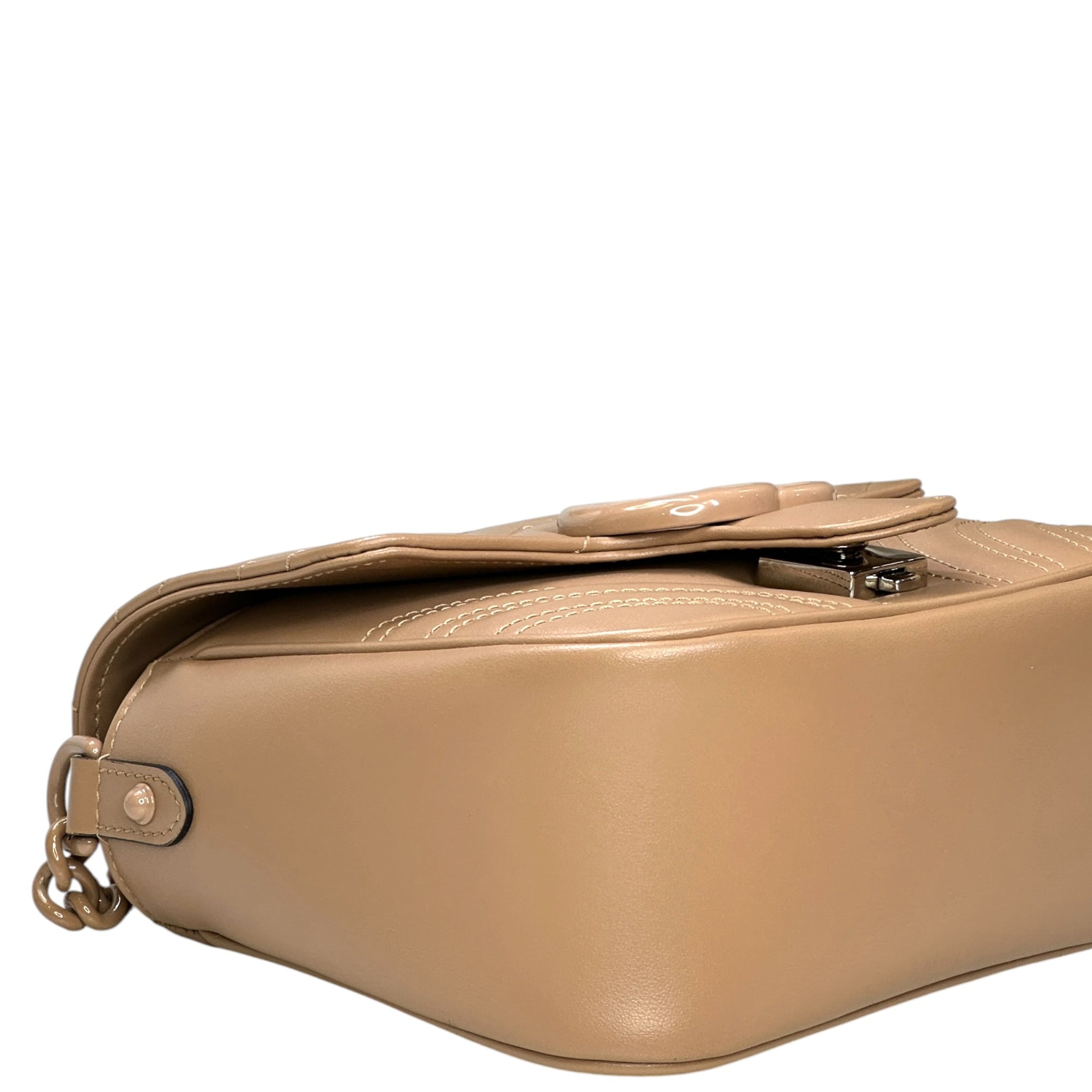 Gucci GG Marmont Shoulder Bag Mini Light Brown Monochrome Matelassé Calfskin