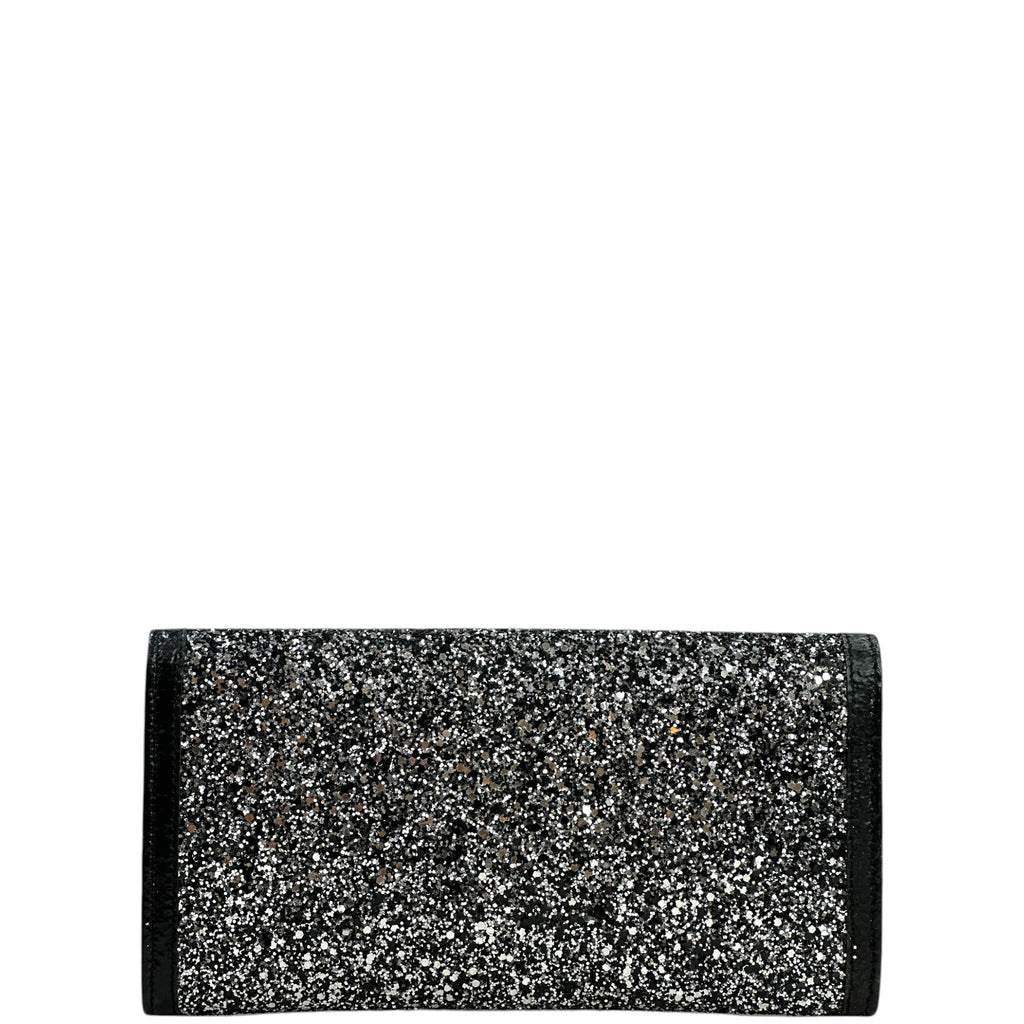 Jimmy Choo Flap Cluth Black/Grey Glitter