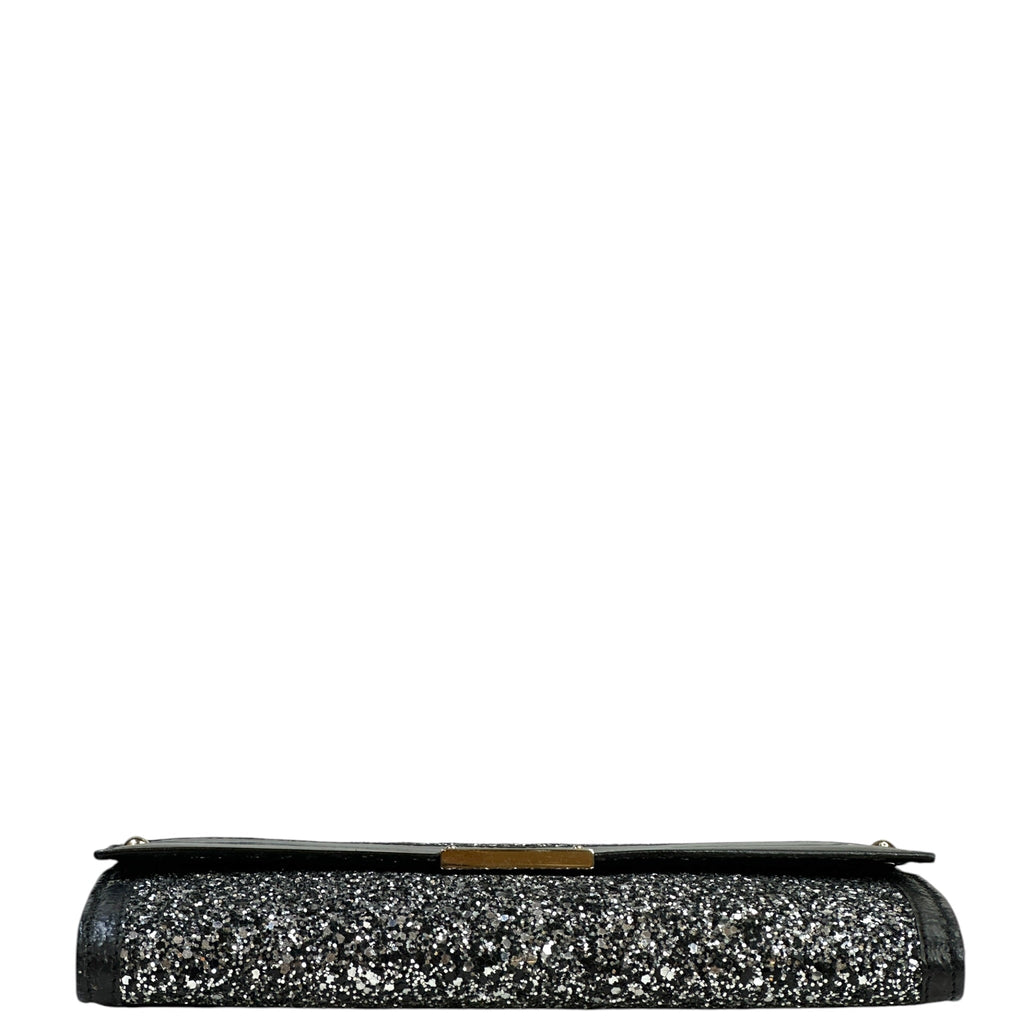 Jimmy Choo Flap Cluth Black/Grey Glitter