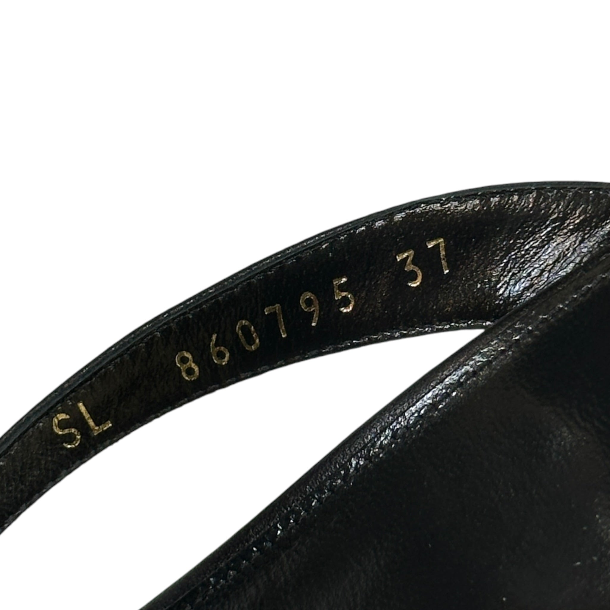 Saint Laurent Sue Thong Mule Sandals Black Leather Size EU 37