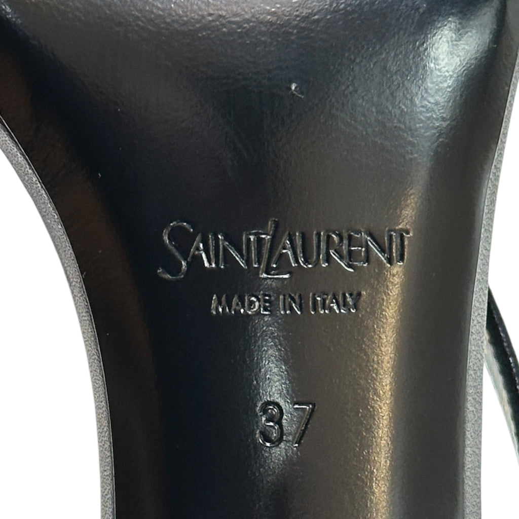 Saint Laurent Sue Thong Mule Sandals Black Leather Size EU 37