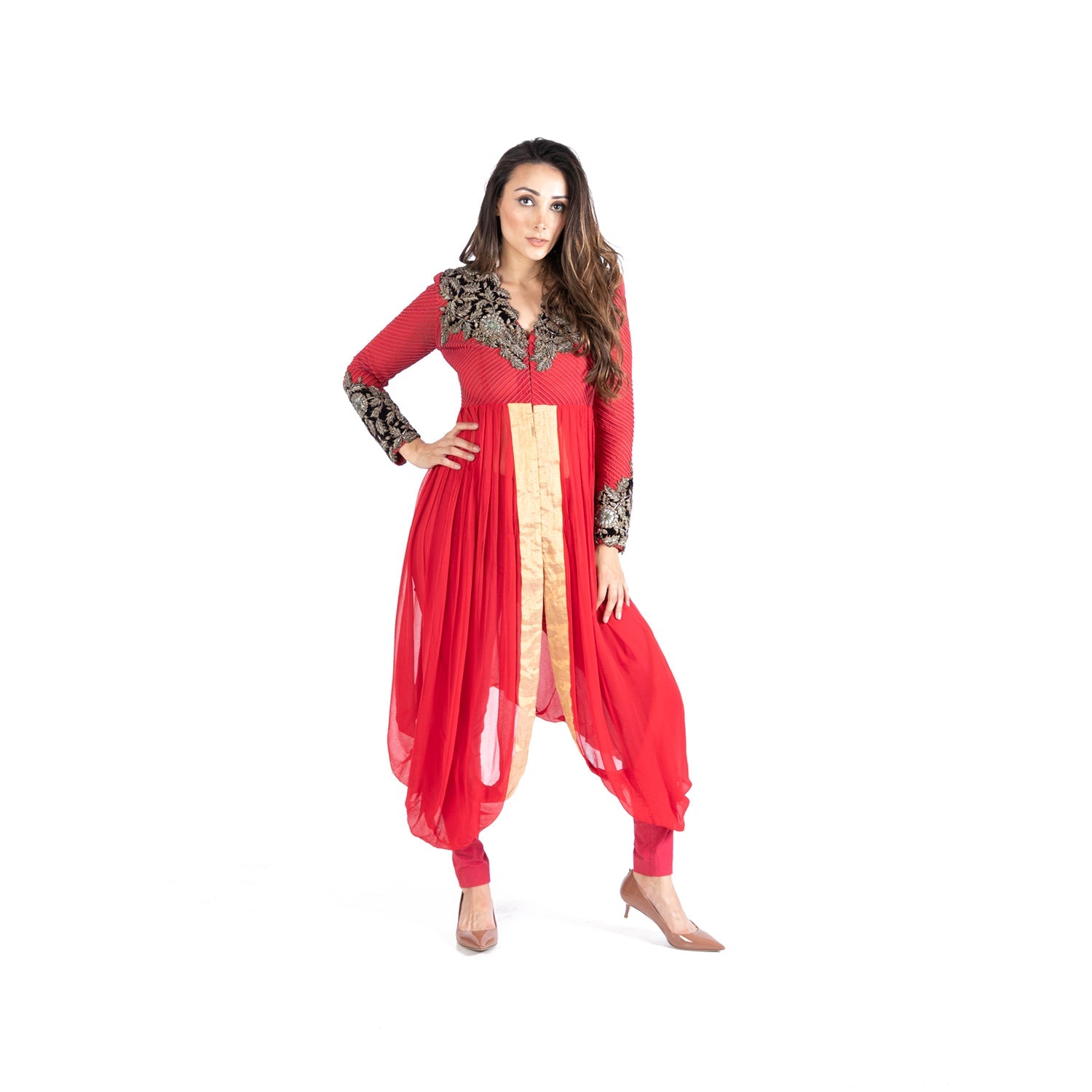 Anamika Khanna Red embellished kurta with pants