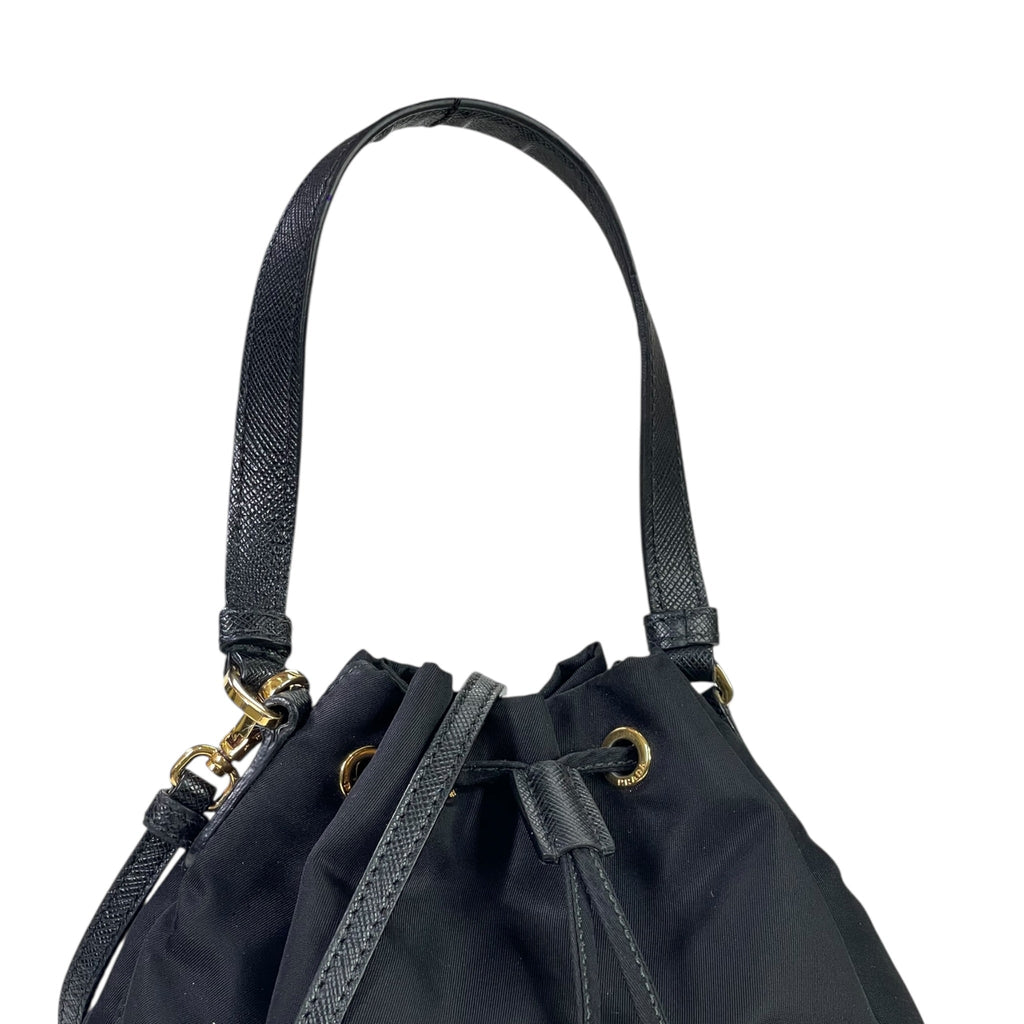 Prada Duet Re-Nylon Black Bucket Bag