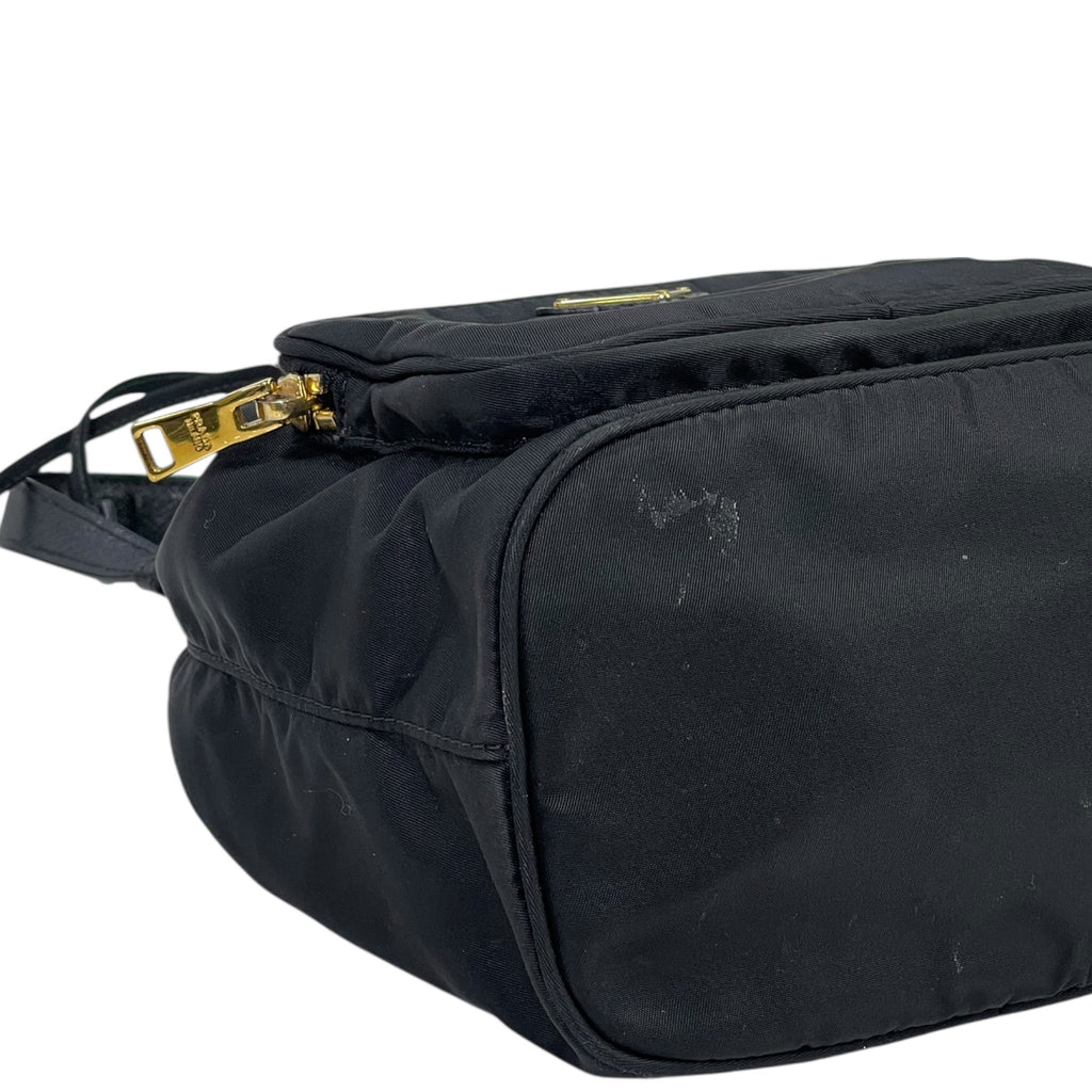 Prada Duet Re-Nylon Black Bucket Bag