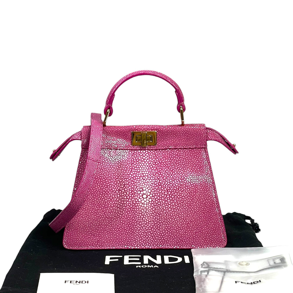 Fendi Peekaboo ISeeU Petite Bag Pink Stingray Leather