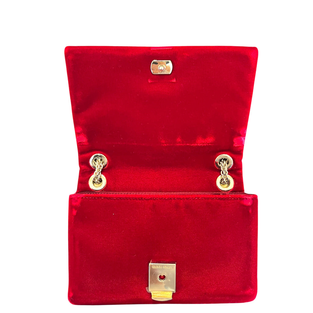 Giorgio Armani Red Velvet Crossbody Bag