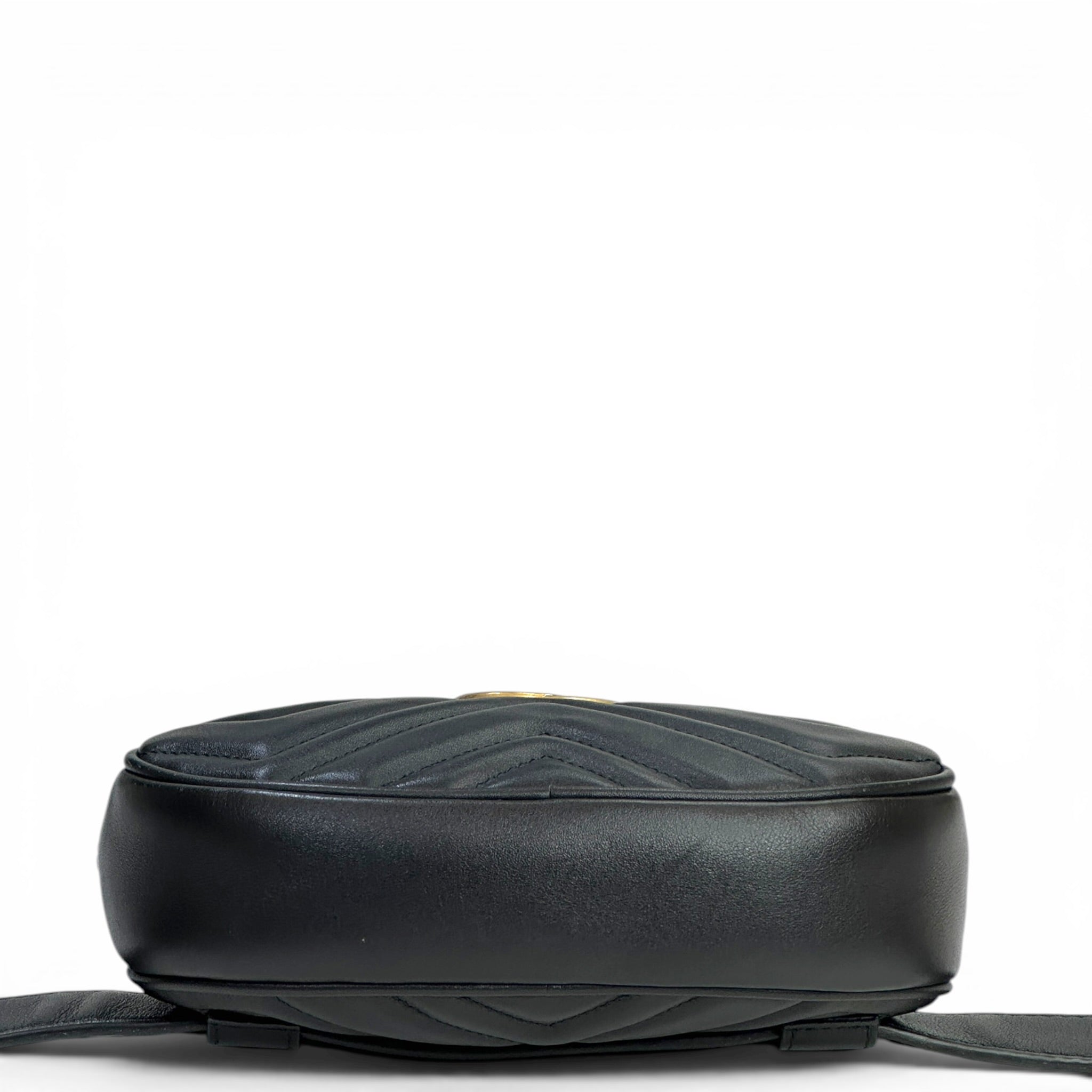 Gucci GG Marmont Oval Handbag Black Leather
