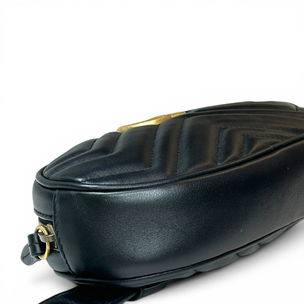 Gucci GG Marmont Oval Handbag Black Leather