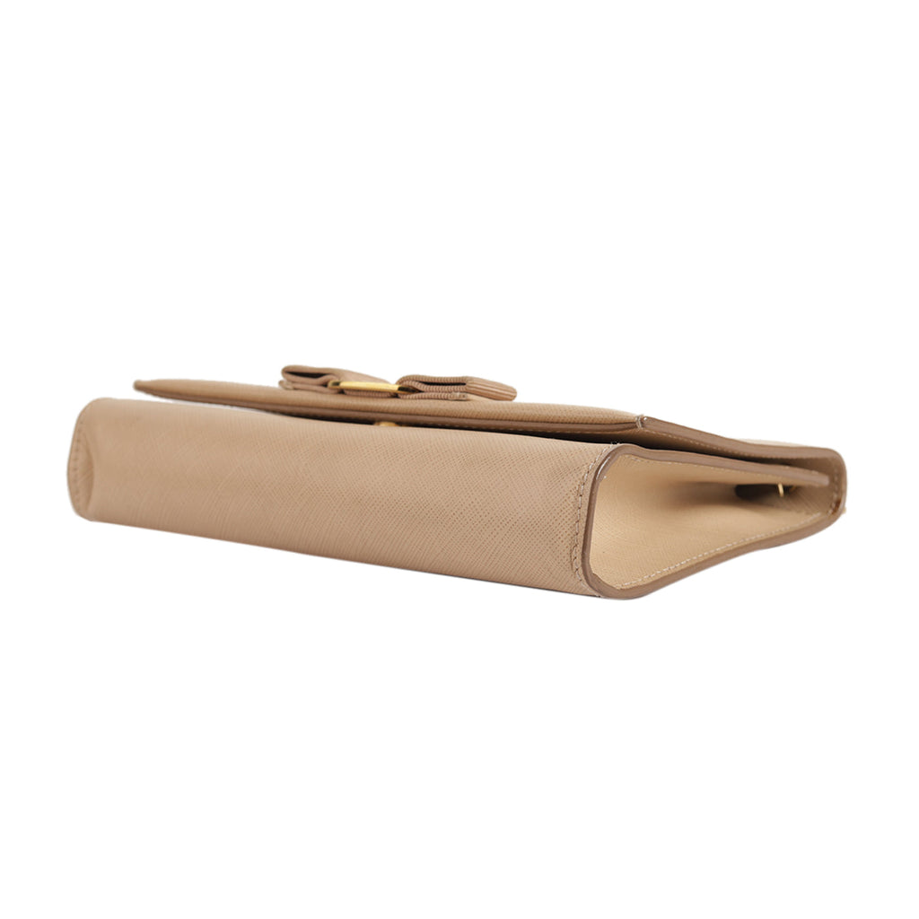 Salvatore Ferragamo Beige Miss Vara  Bow Textured  Leather Cross Body Bag