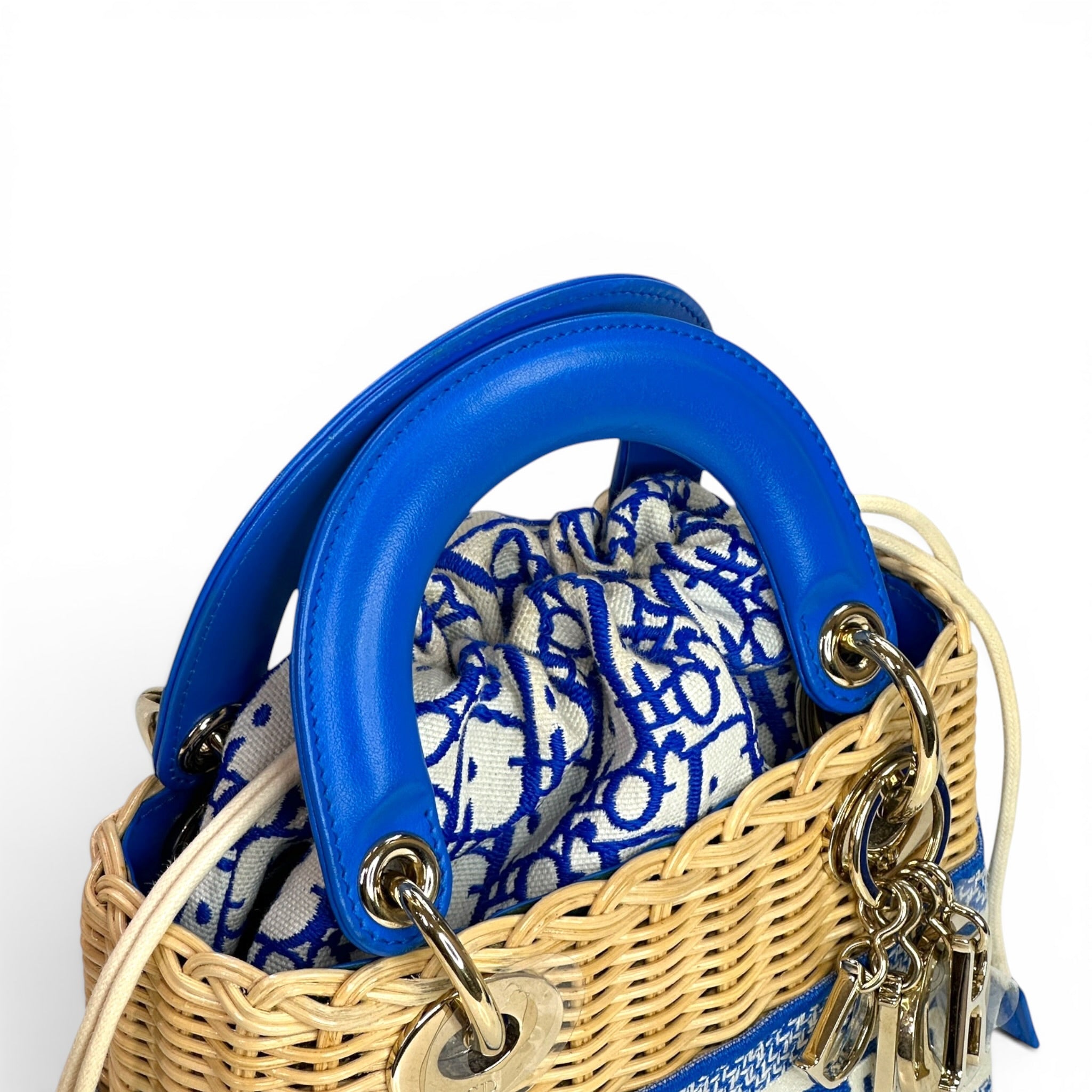 Christian Dior Lady Dior Mini Blue Wicker Oblique Jacquard