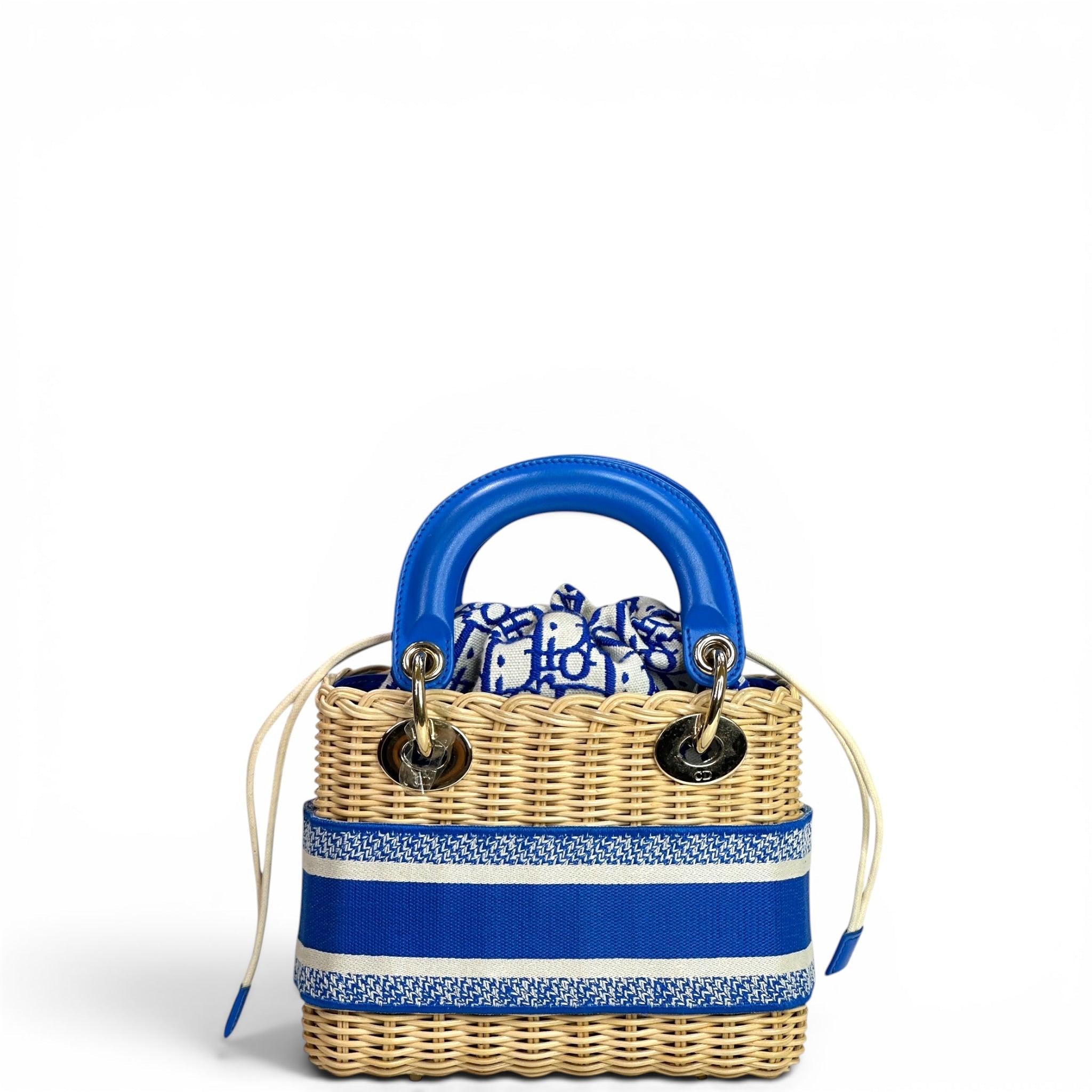 Christian Dior Lady Dior Mini Blue Wicker Oblique Jacquard
