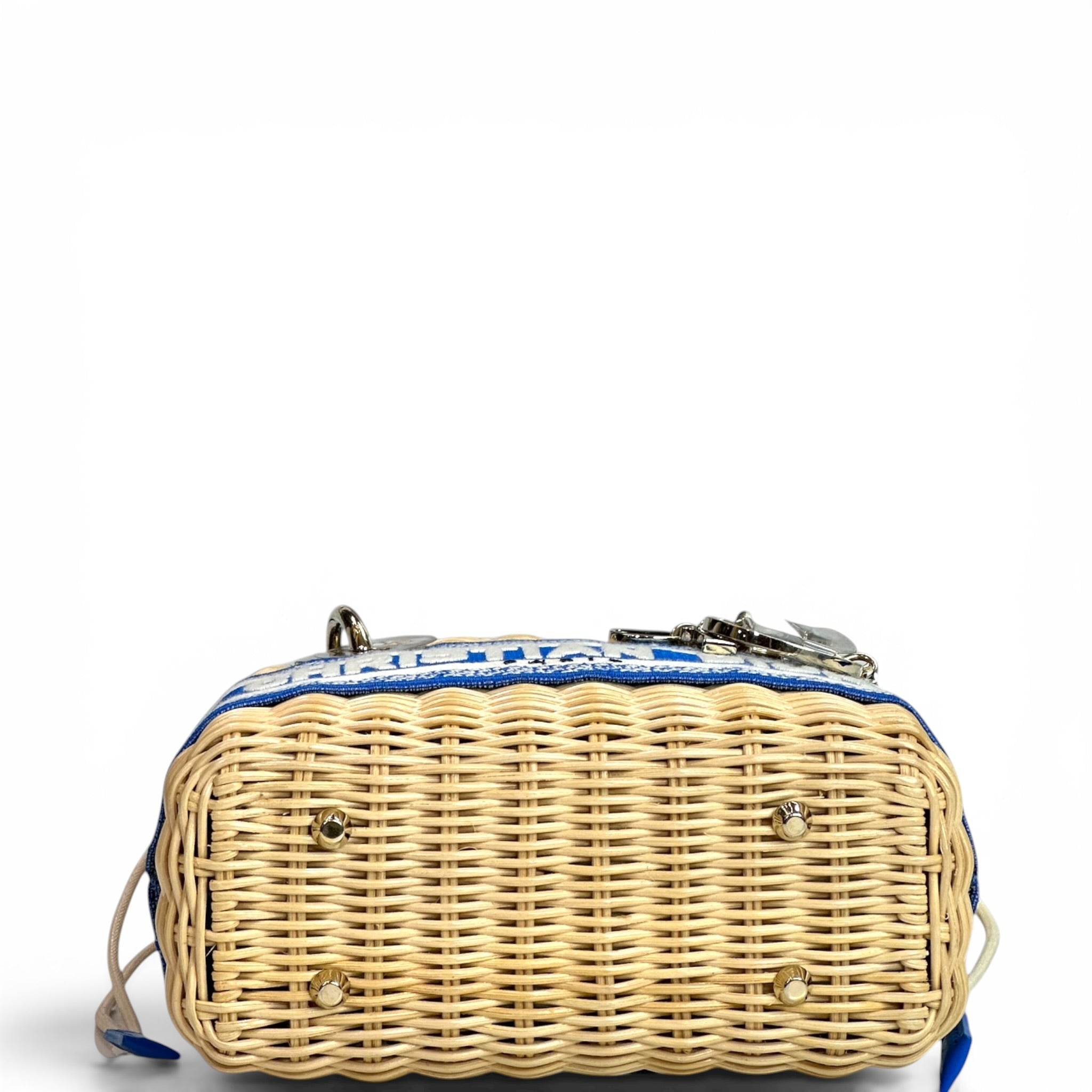 Christian Dior Lady Dior Mini Blue Wicker Oblique Jacquard