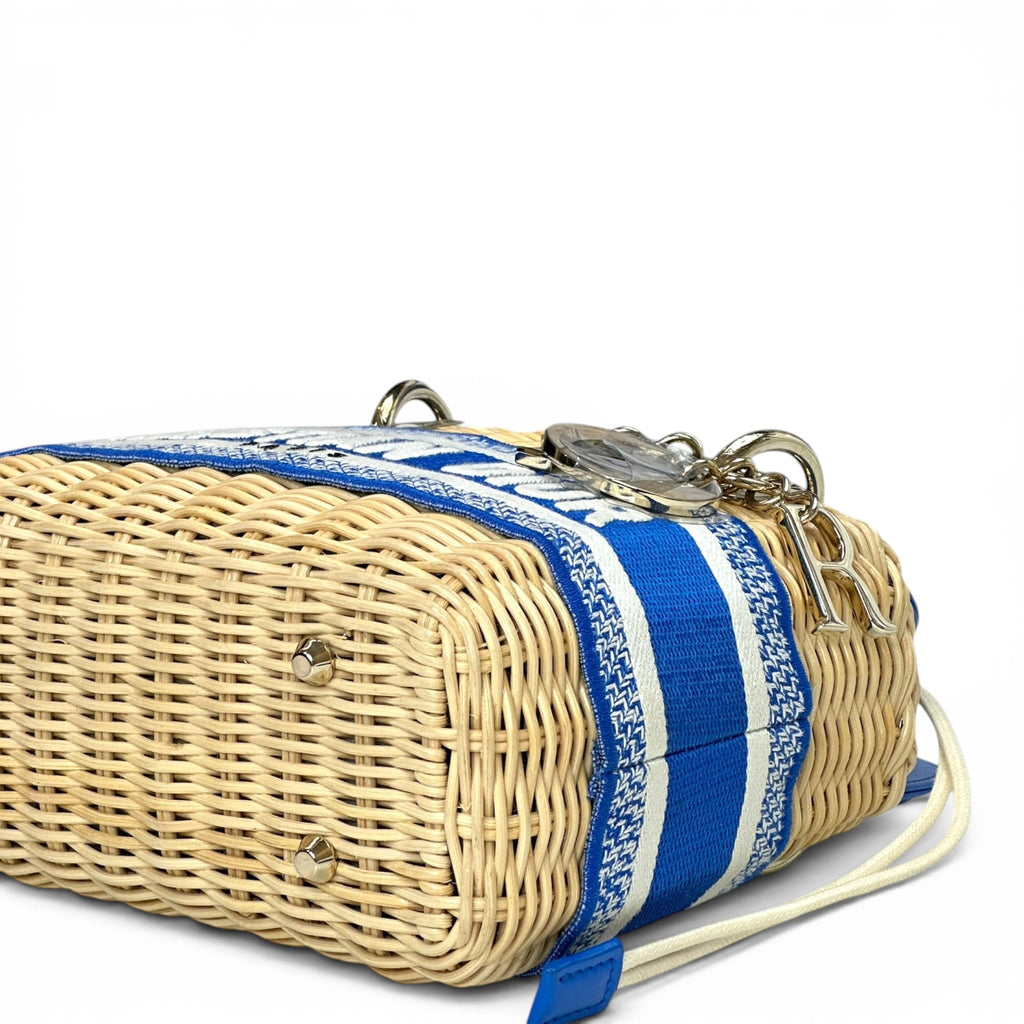 Christian Dior Lady Dior Mini Blue Wicker Oblique Jacquard