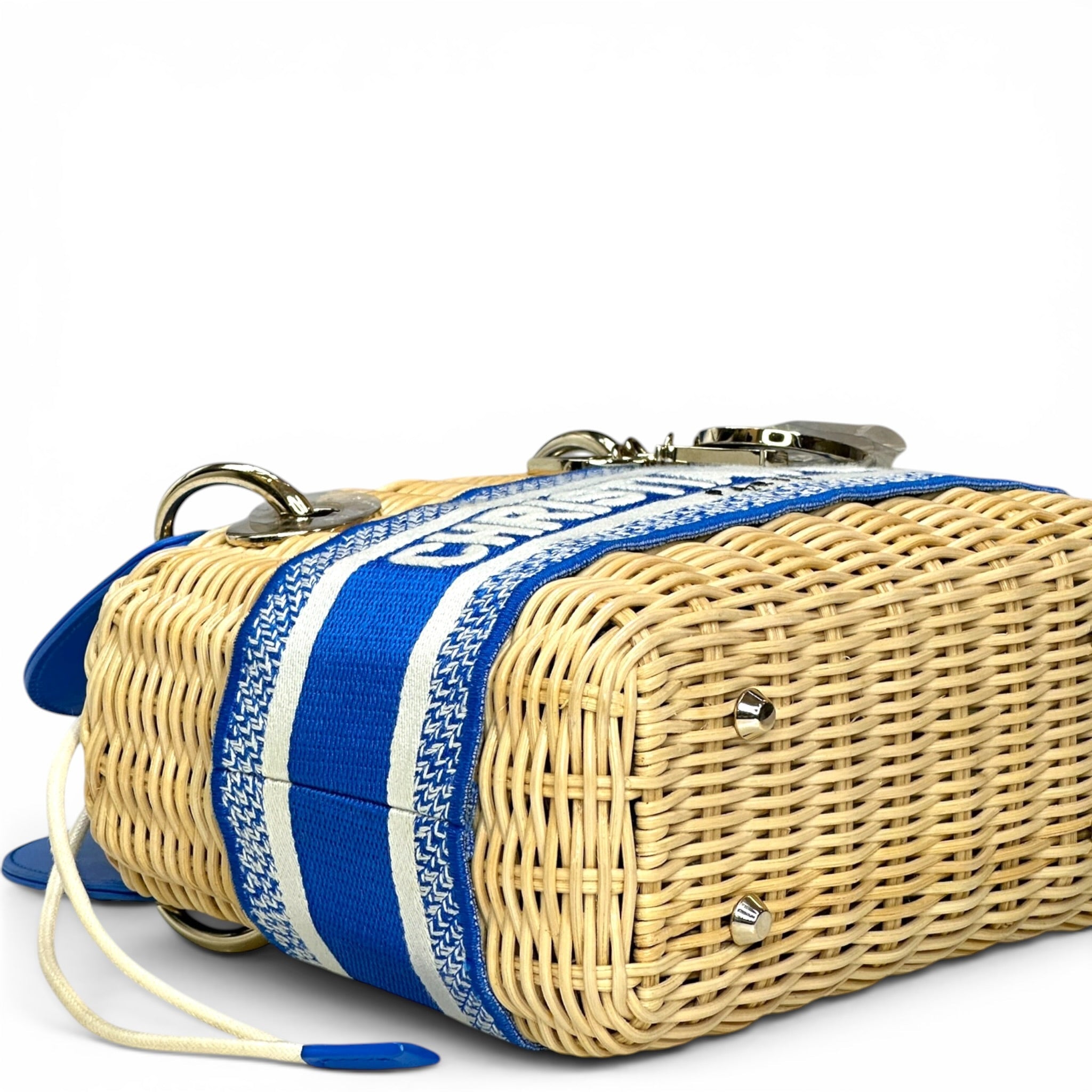 Christian Dior Lady Dior Mini Blue Wicker Oblique Jacquard
