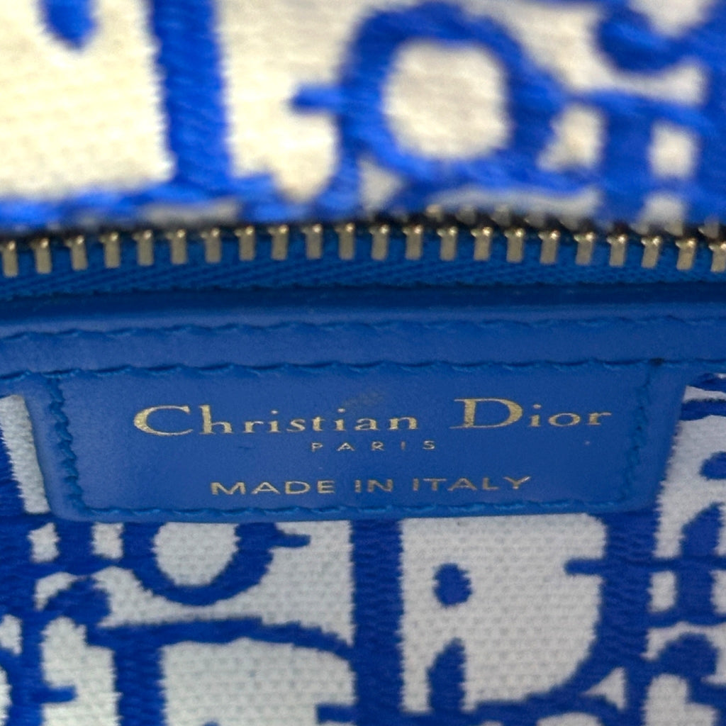 Christian Dior Lady Dior Mini Blue Wicker Oblique Jacquard